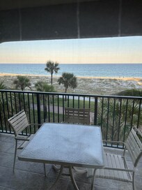 Balcony with access from living room and bedroom.