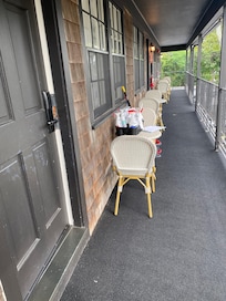 Housekeeping left all their supplies on the table and chair outside our room when we came back with breakfast so we were unable to enjoy it outside. Also very unsanitary as they probably put those down on floors and bathroom and then putting it on a