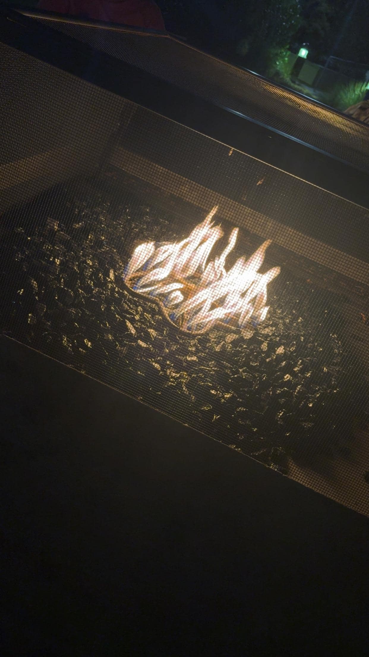 Fire by the pool area 