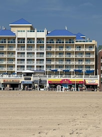 Beach view of hotel