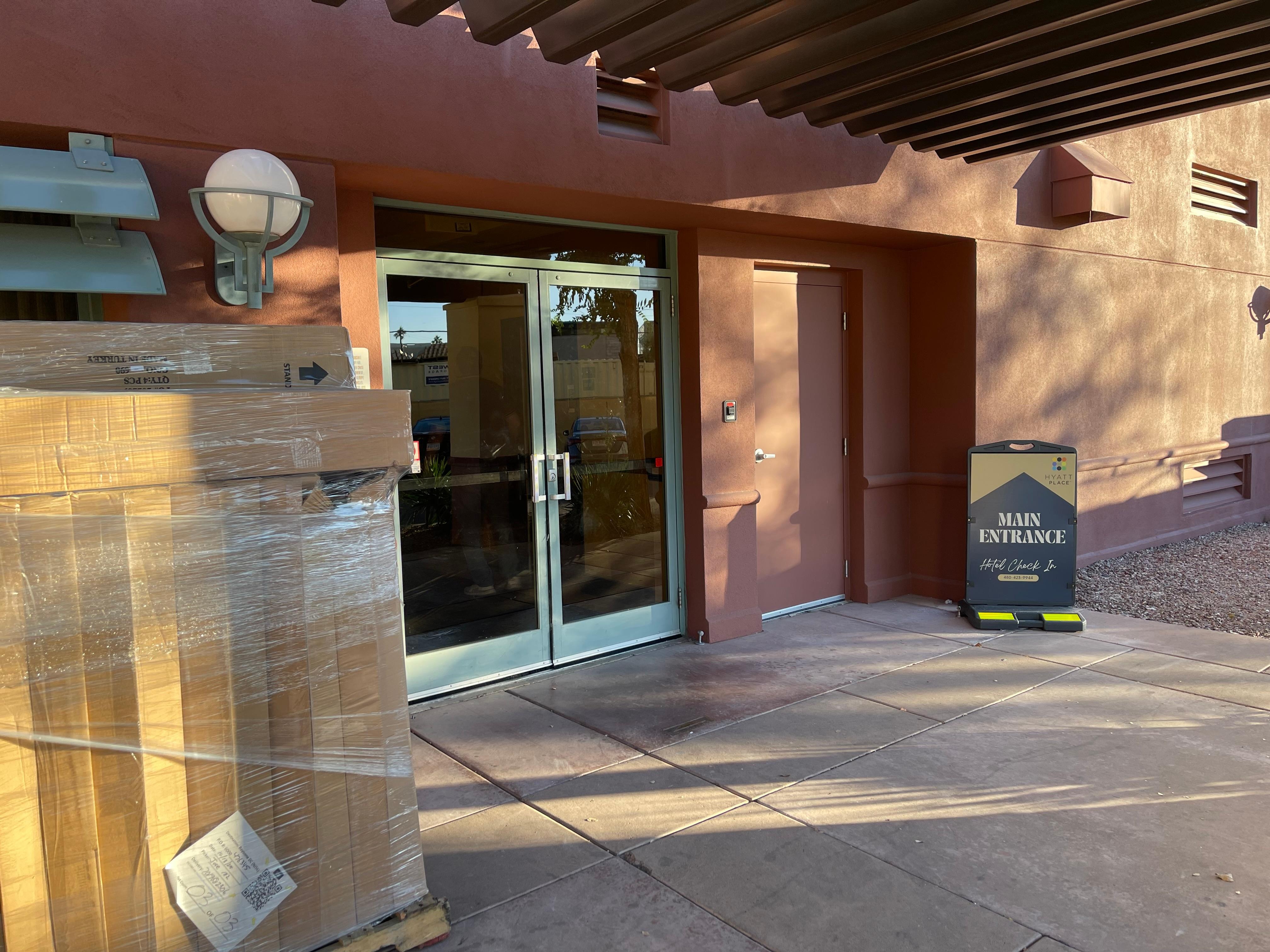 Back door of the hotel - front door was not operational. 