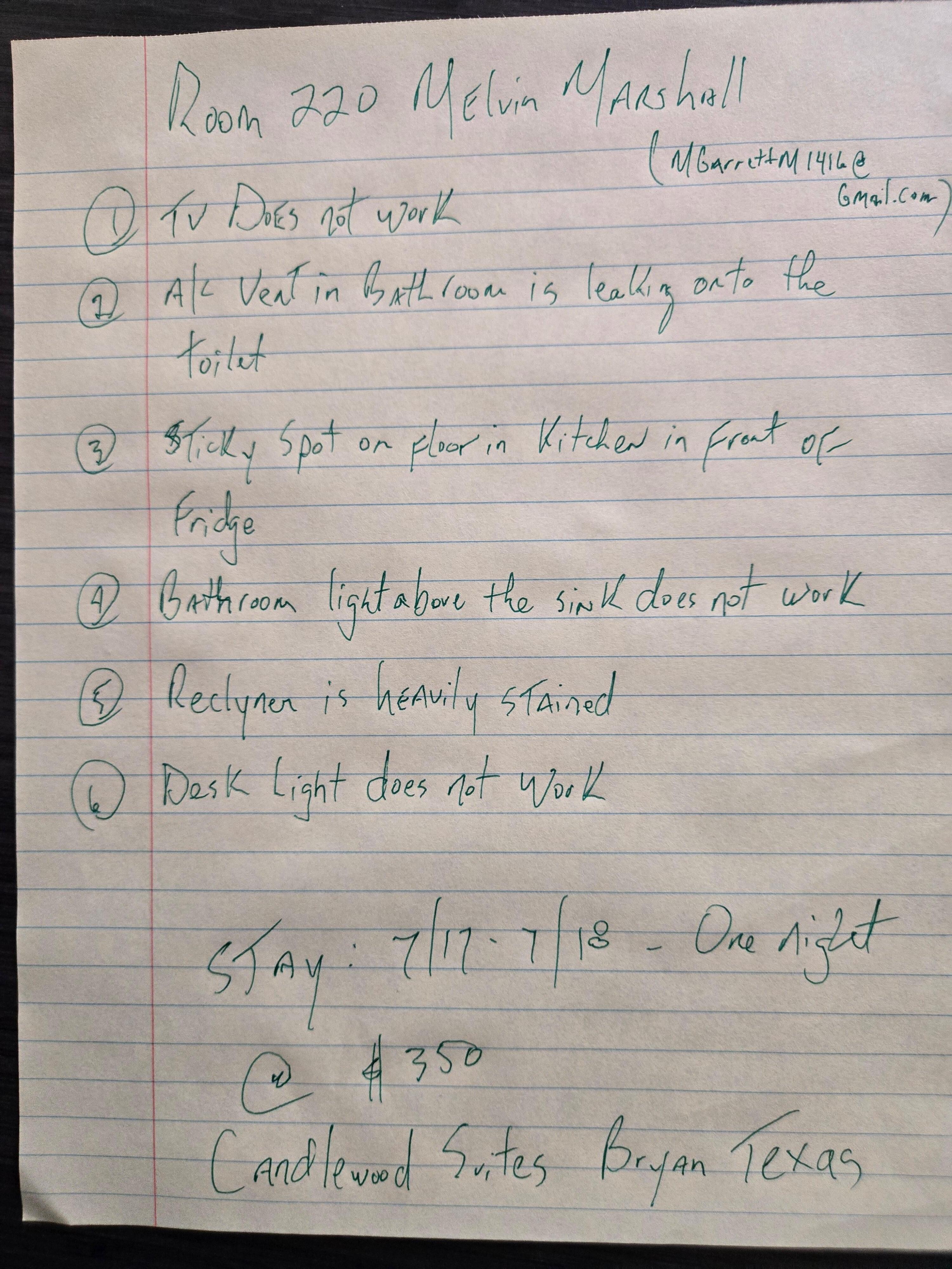List of things that were wrong. Horrible experience.