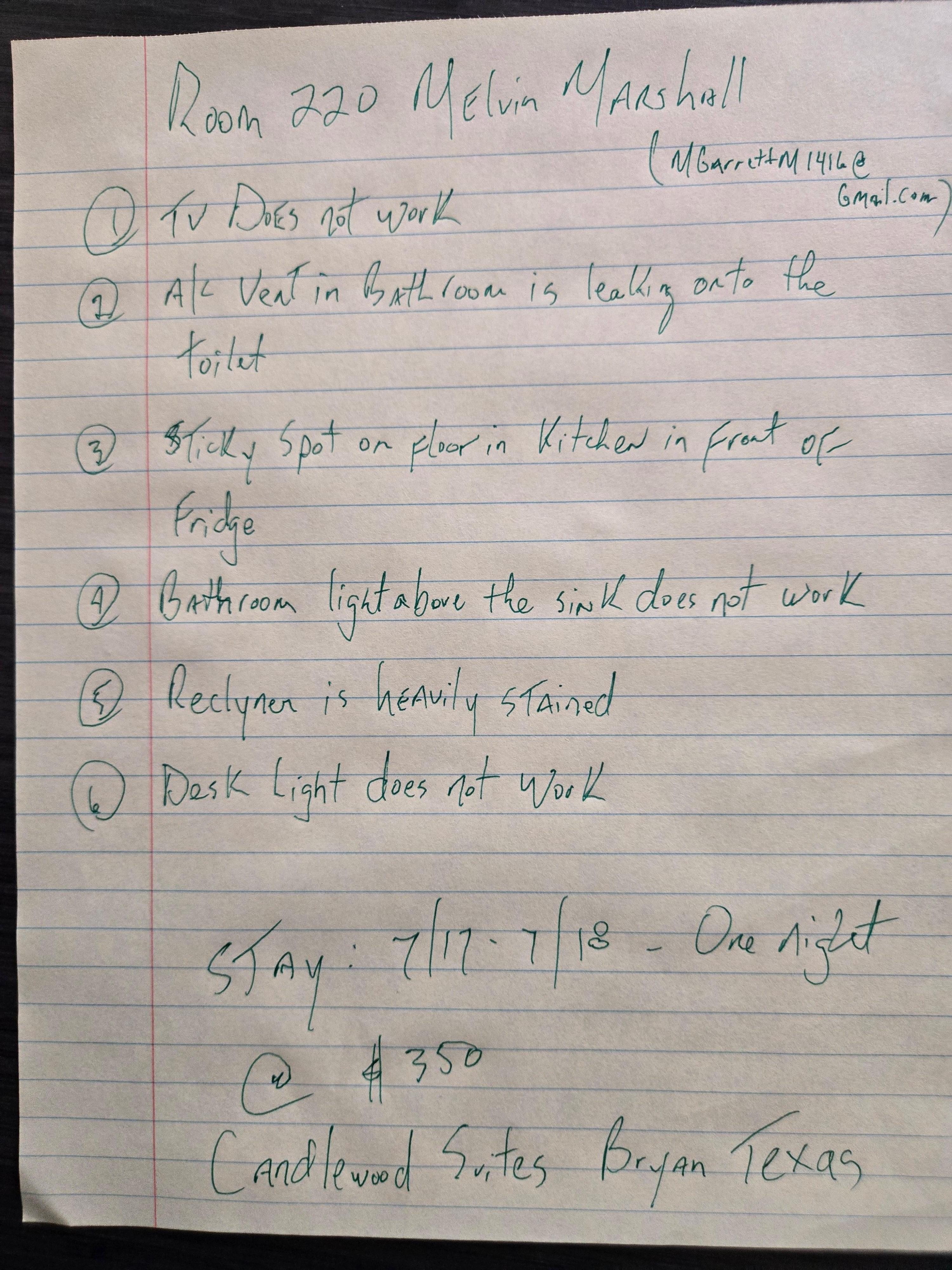 List of things that were wrong. Horrible experience.