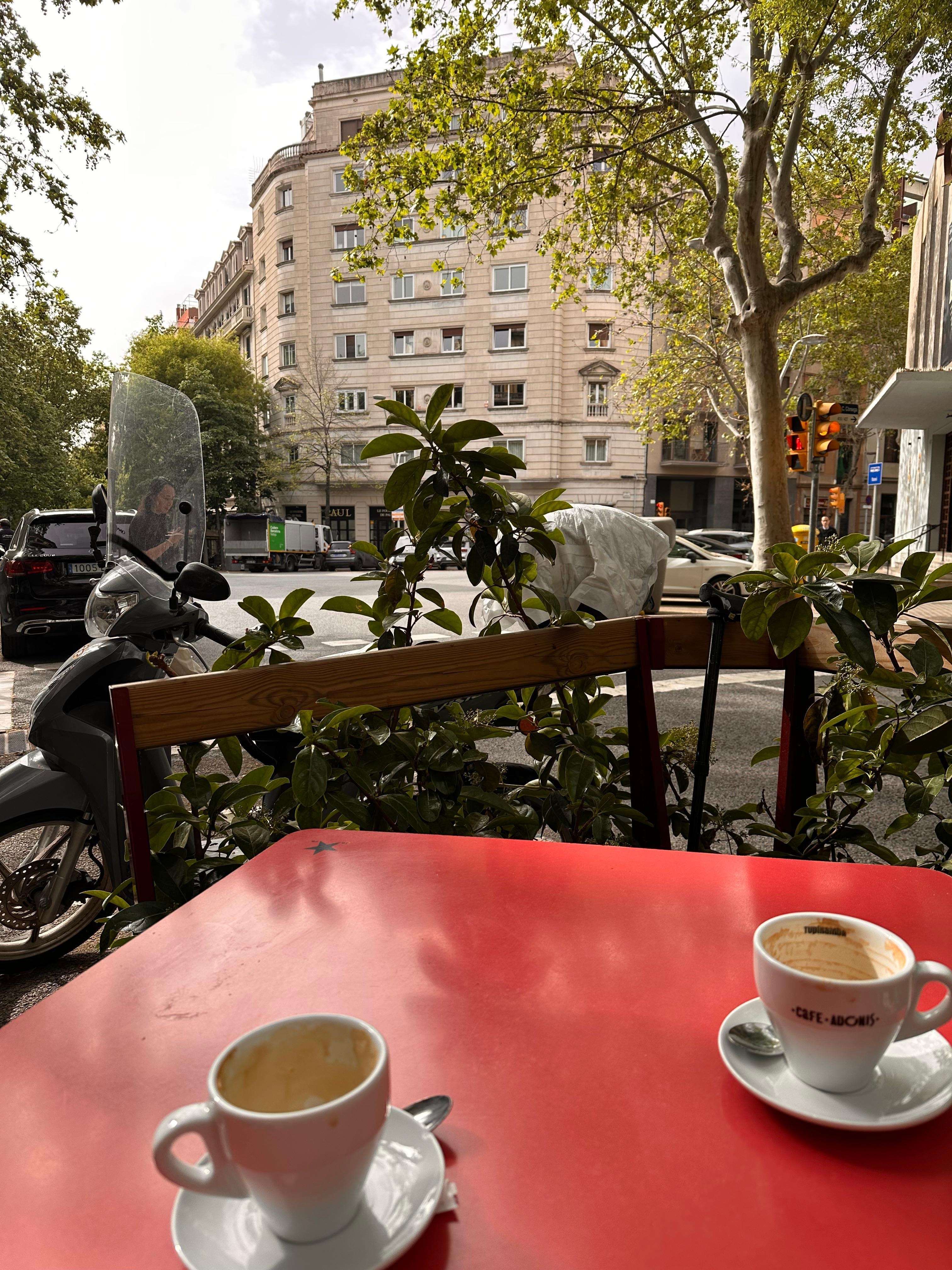 At the Cafe Adonis on the street just below our hotel.