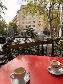 At the Cafe Adonis on the street just below our hotel.