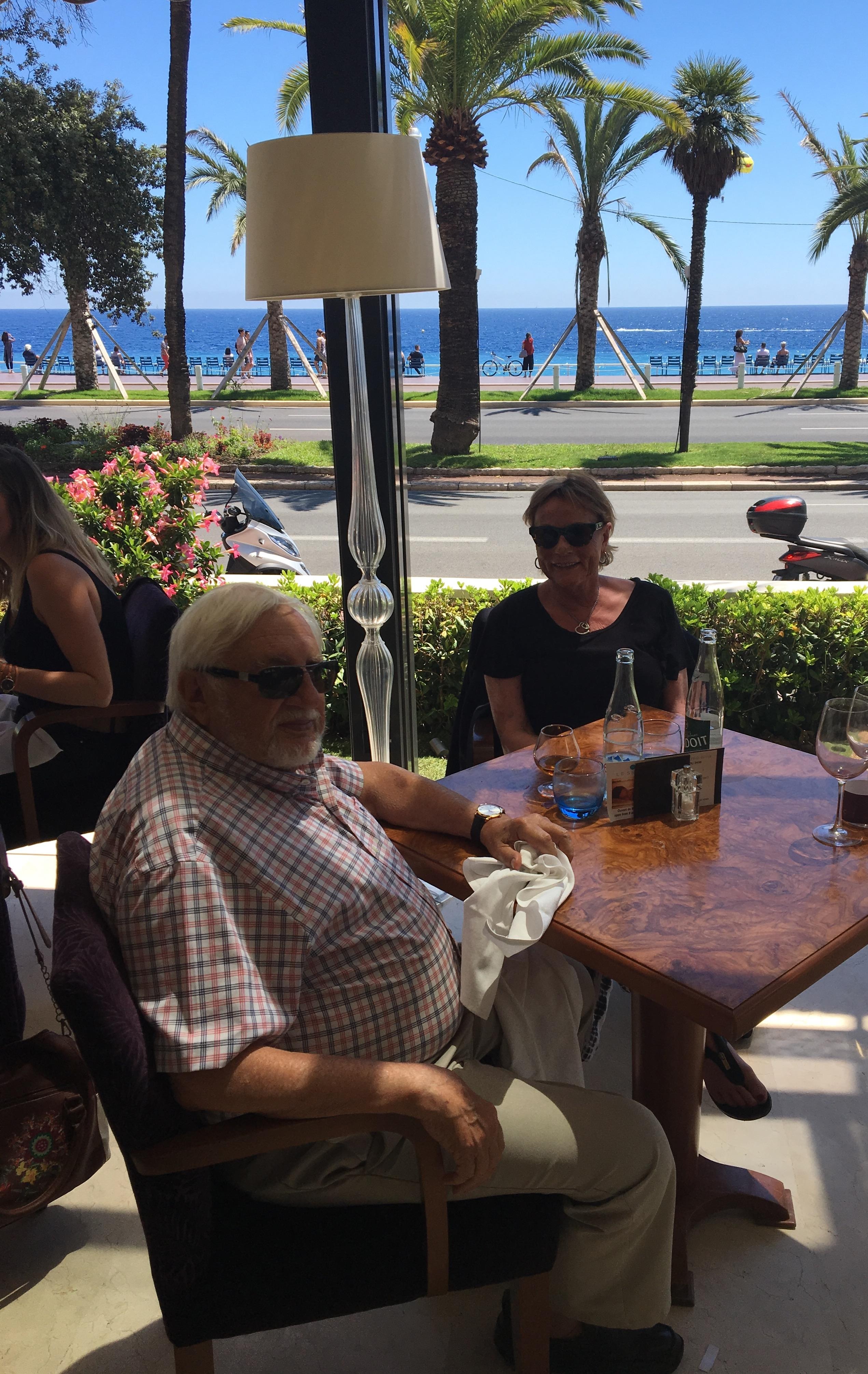 Lunch on the Westminster terrace overlooking the Promenade des Anglasis