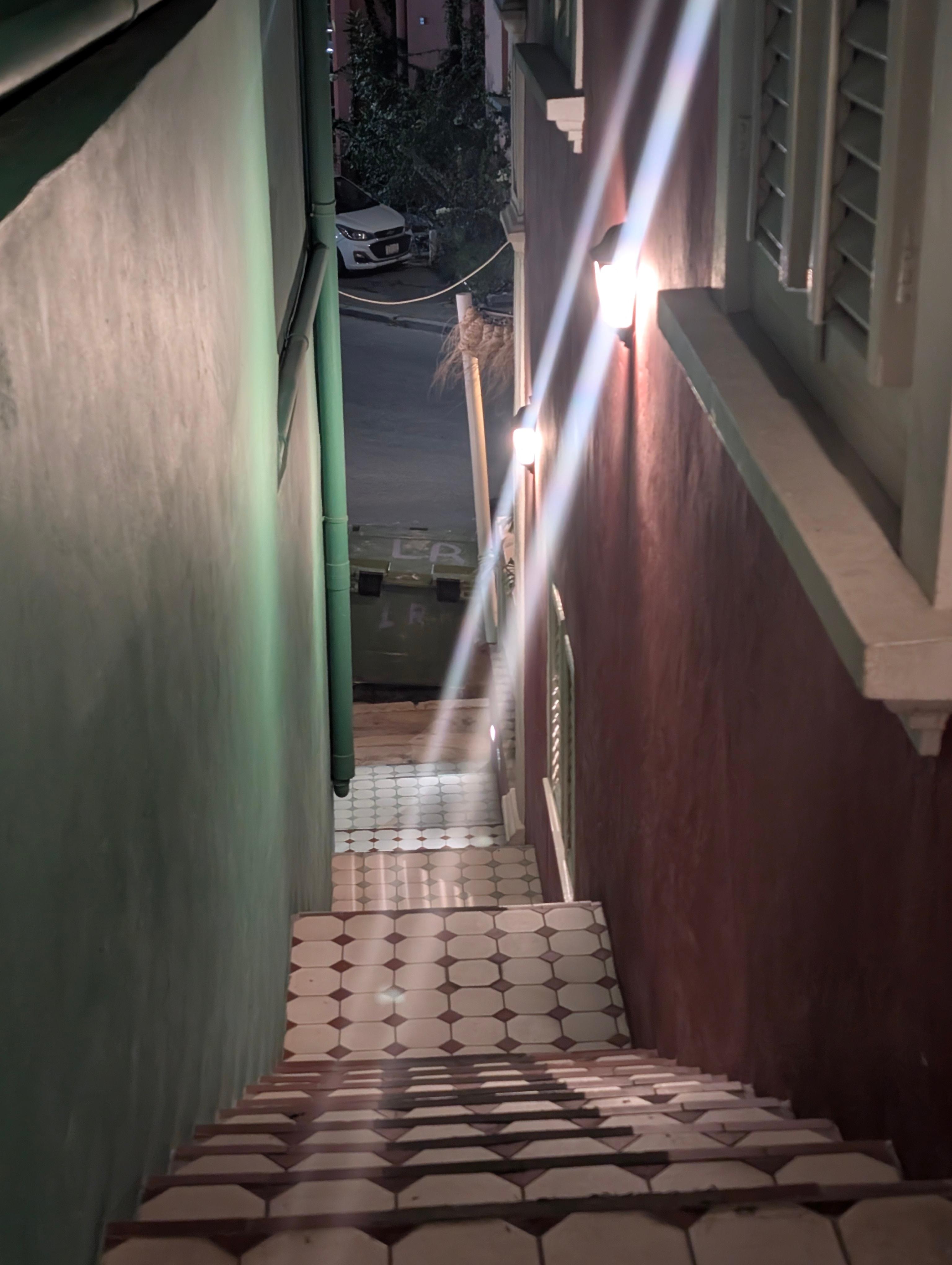 Stair case up to the apartment 