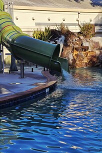 Had the pool to myself - the water running off the end of the slide was better than a massage!