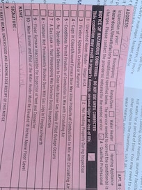 Notice from the gas company after they found a leak and turned off the gas