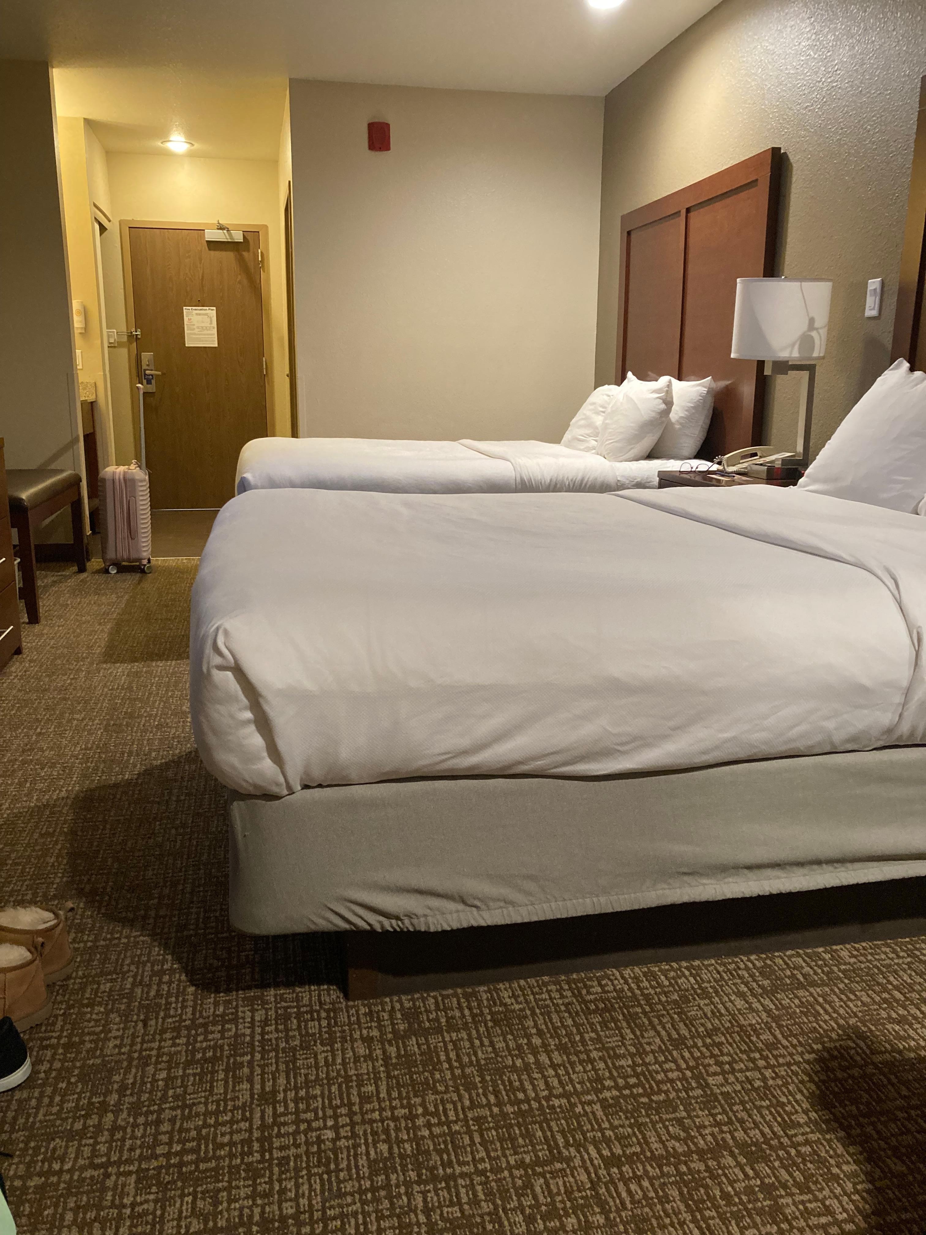 Our room was very comfortable with a rustic design.