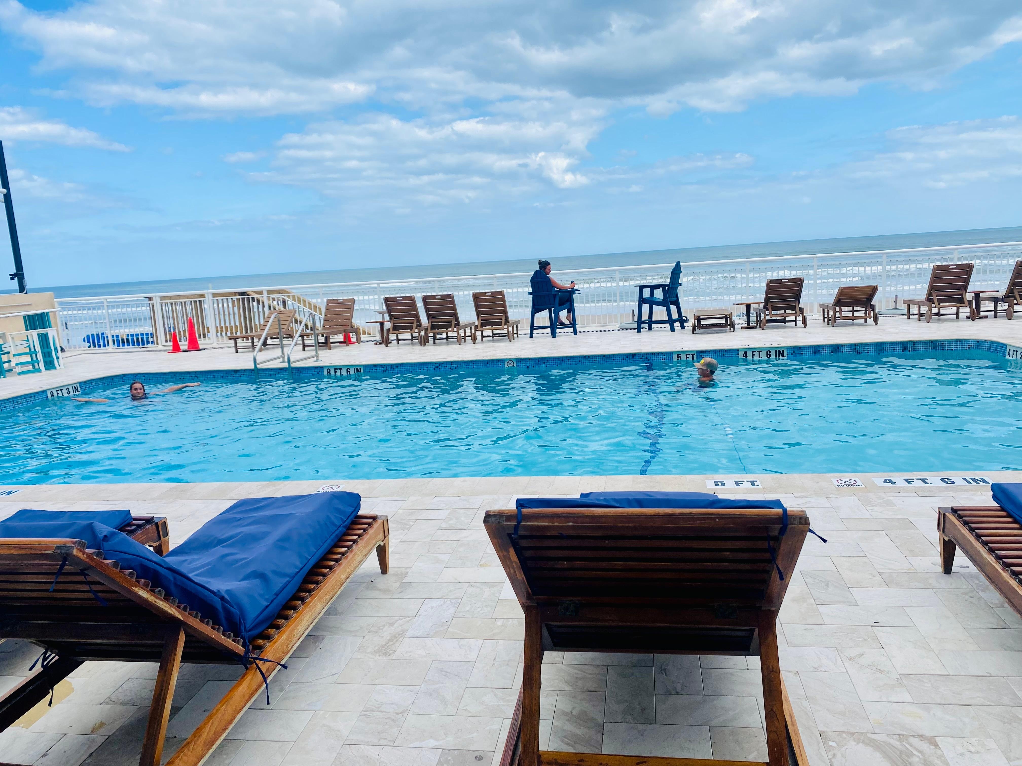 Love sitting on the pool deck and watching the ocean