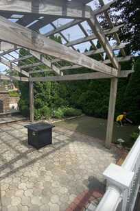 Electric fire pit off back deck