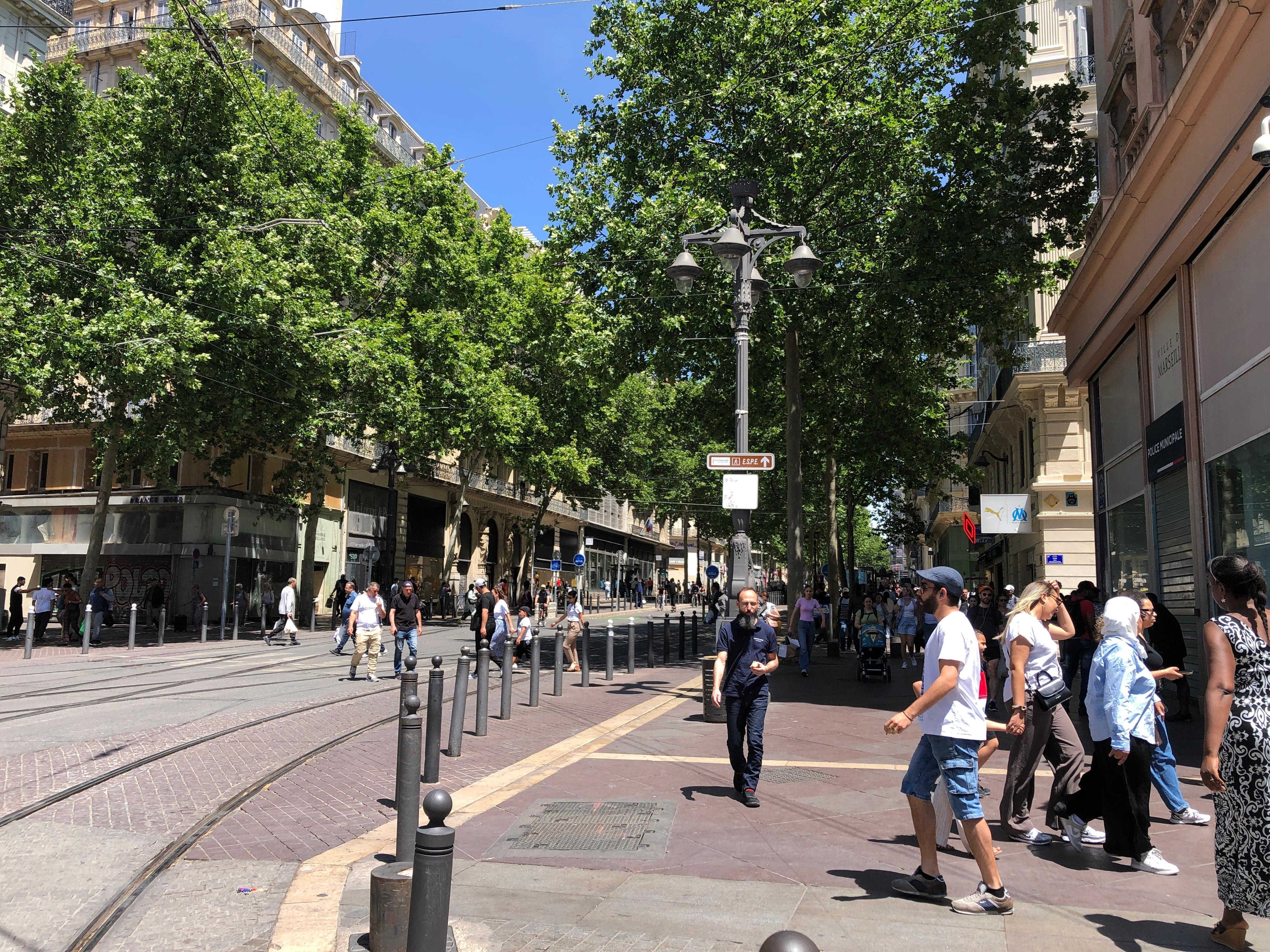 Tramline just outside on La Canebière 