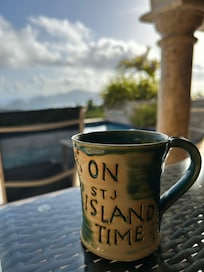 Quiet time, coffee in handmade pottery mugs, and that view made me glad to be a morning person.