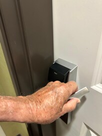Door handle being pulled up