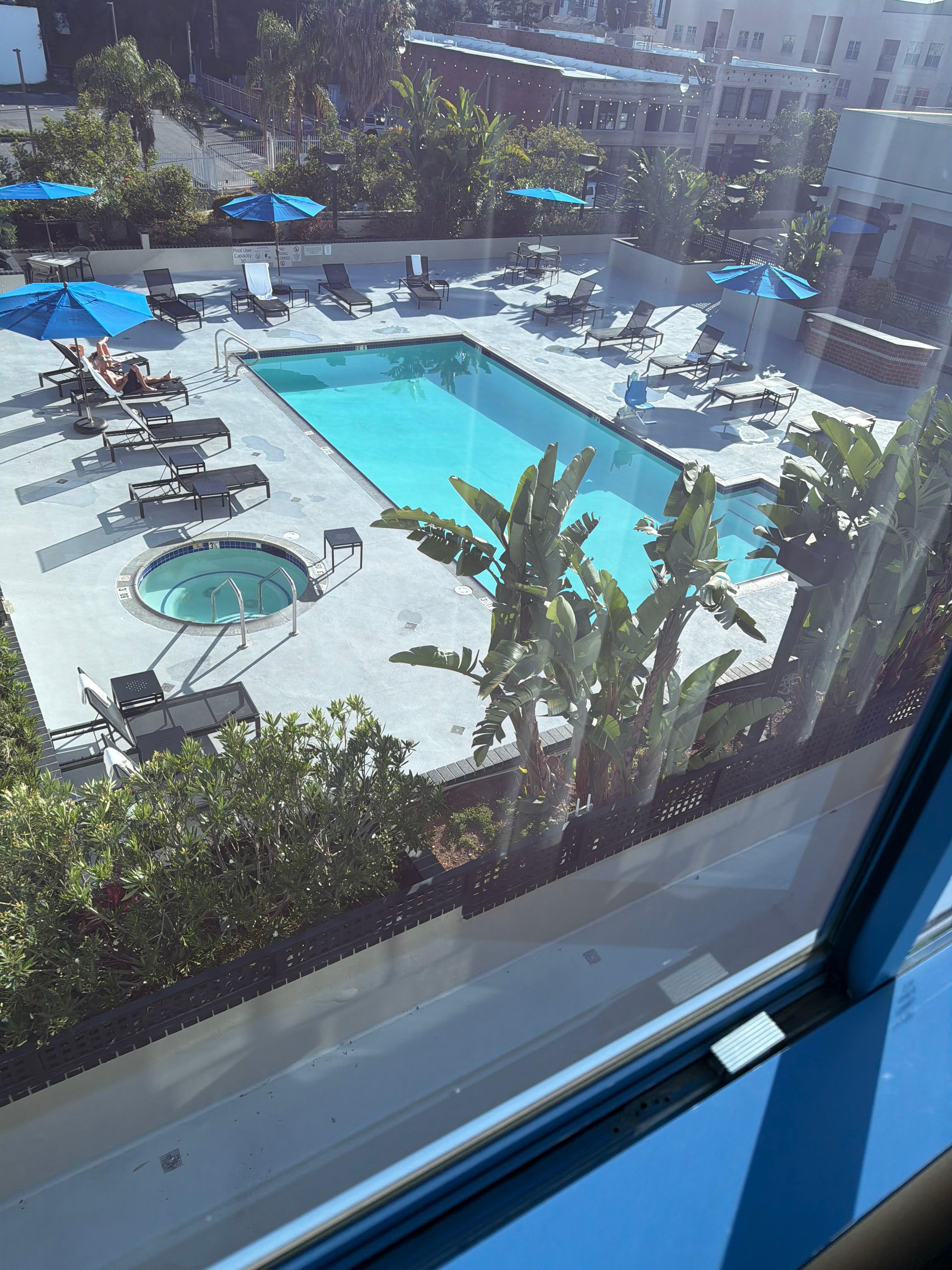 This was my view from the room, the hotel pool.