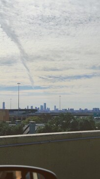 The hotel has a beautiful city view from the parking garage.