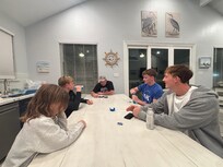 Large open kitchen for meals and games.