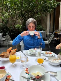 Breakfast in courtyard.