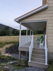 Back porch with rockers for bird watching