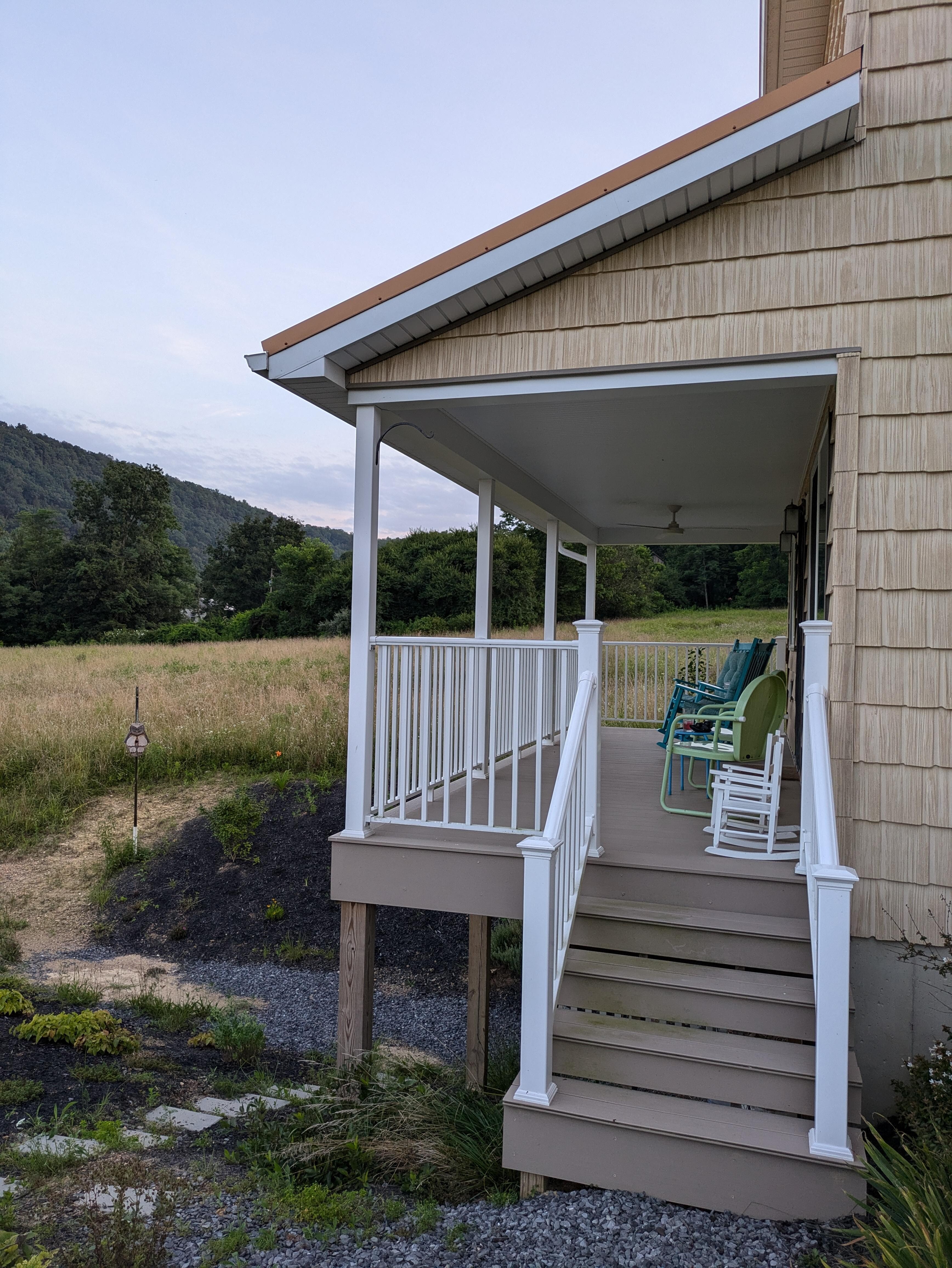 Back porch with rockers for bird watching
