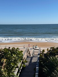 View from the back balcony with our family below enjoying the sand.