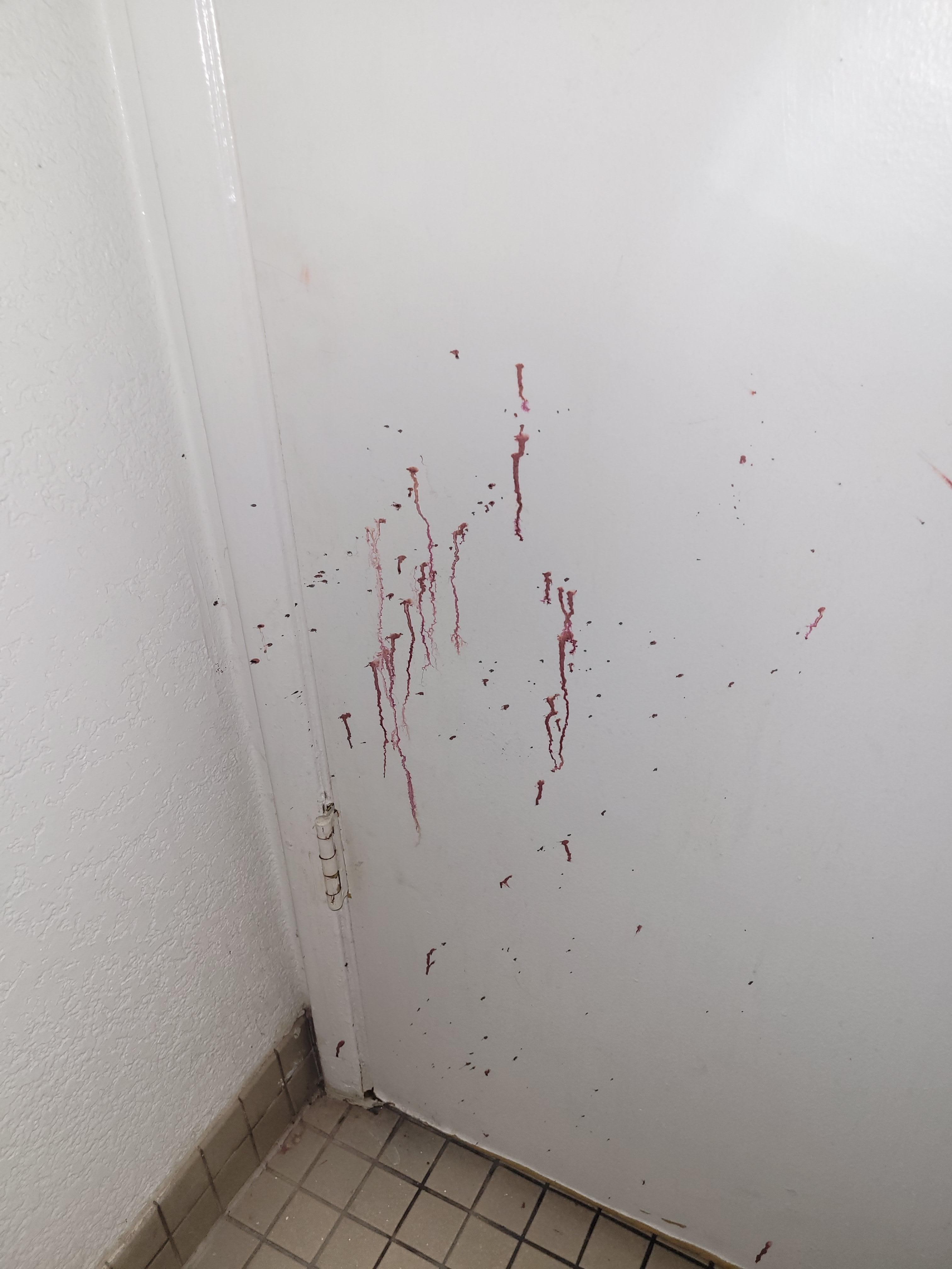Blood splatter on door