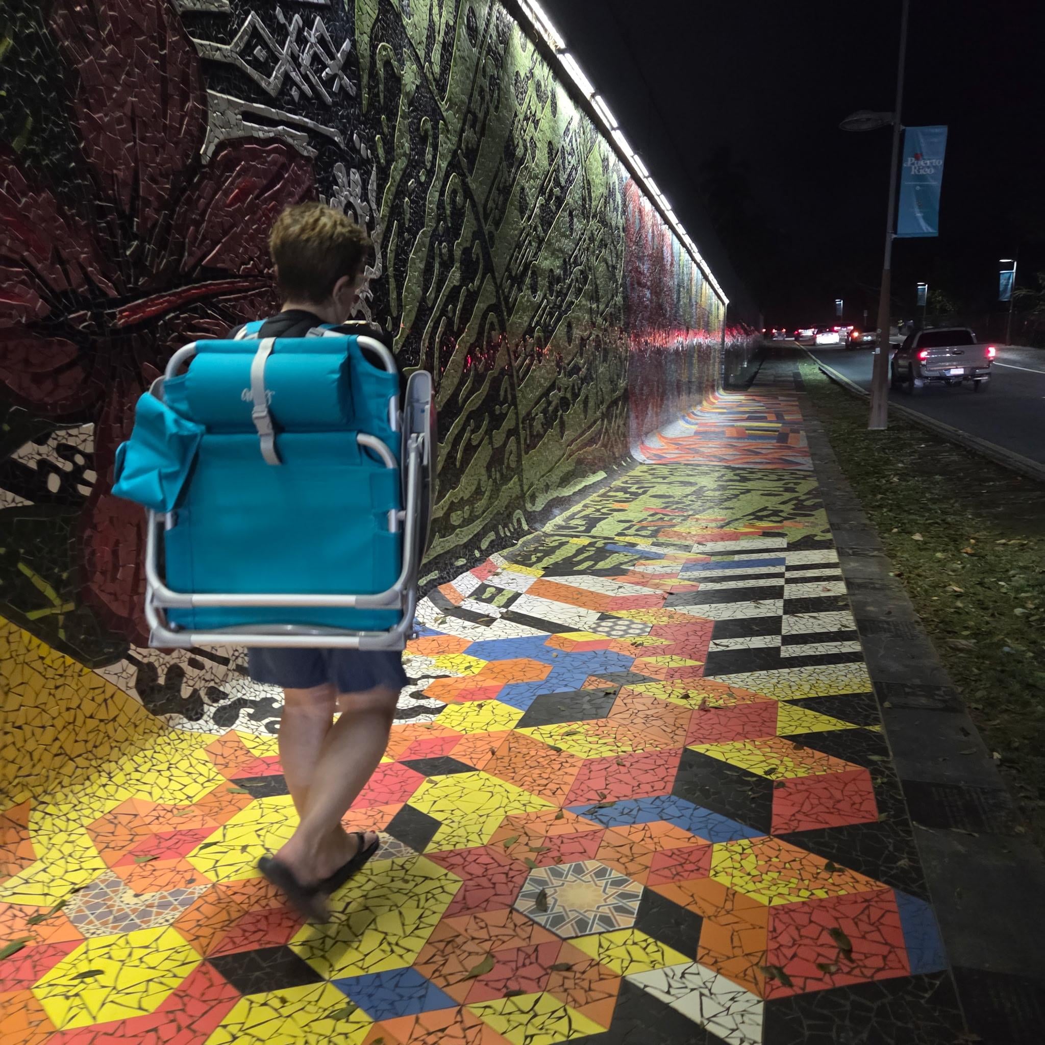 Walking home from the beach at dusk