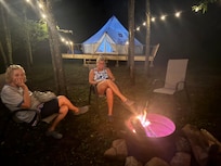 Finishing the night by the fire.