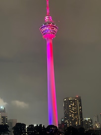 View of Tower at night from rooftop