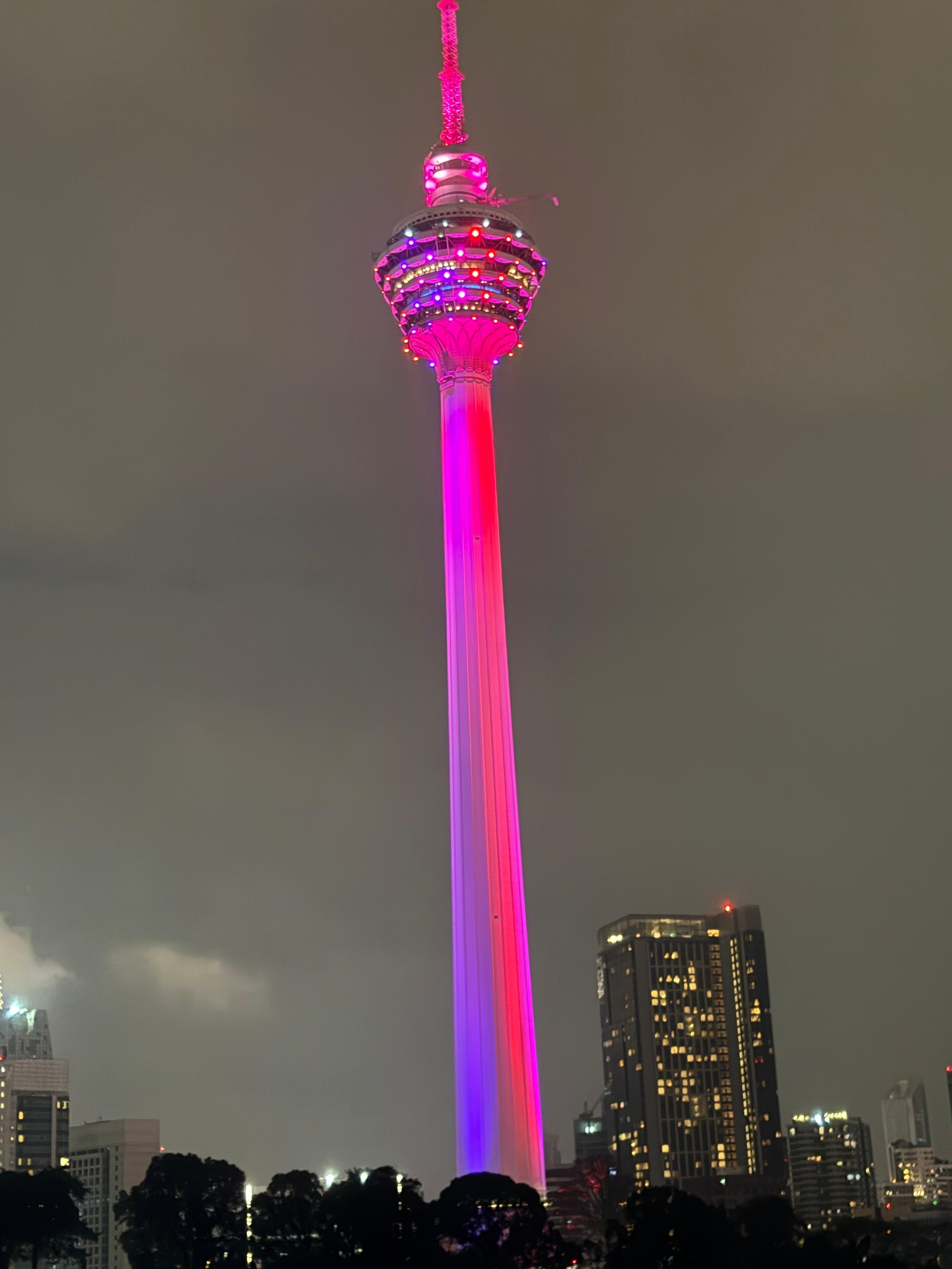 View of Tower at night from rooftop 