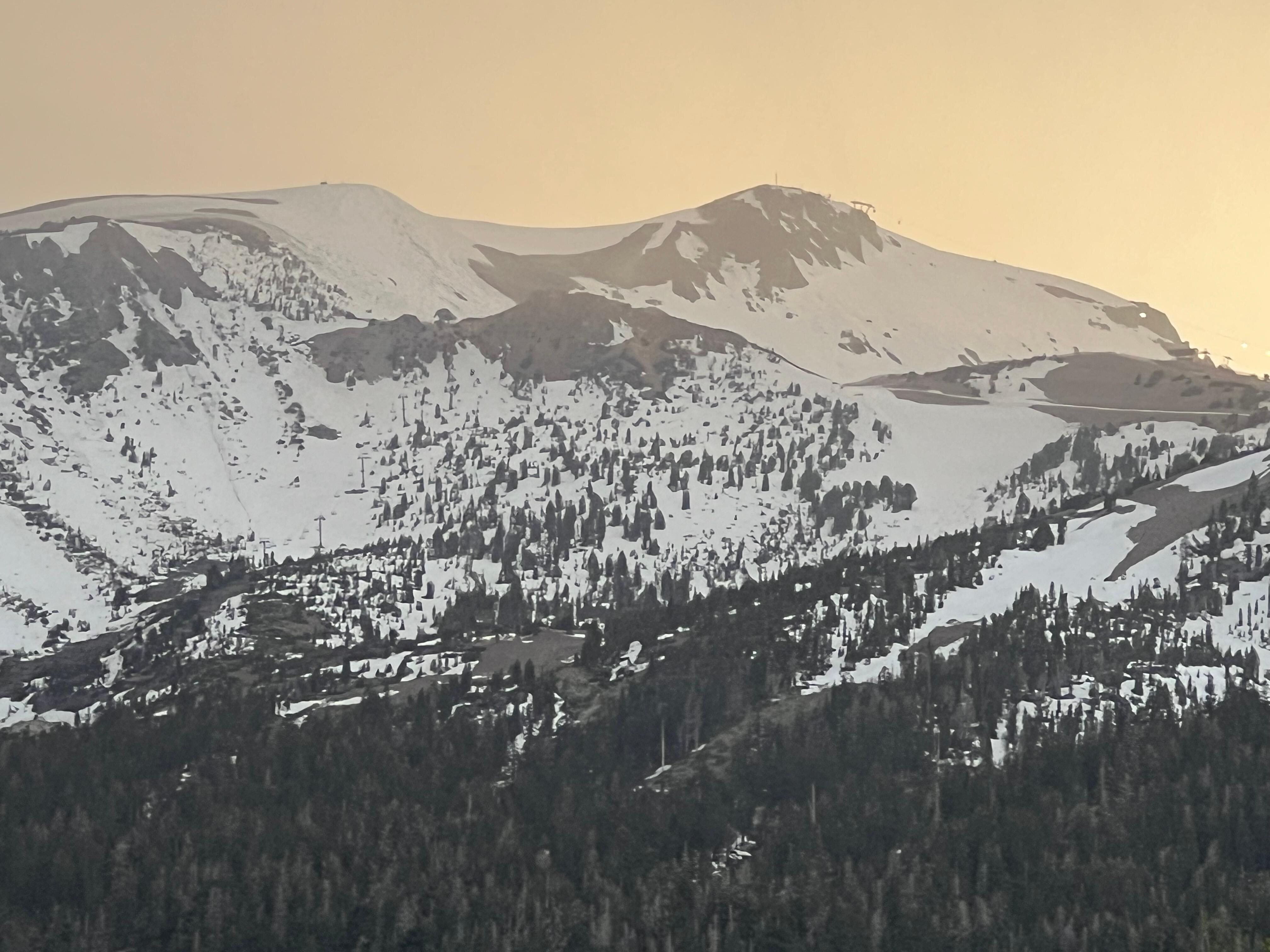Mammoth ski resort at sunset