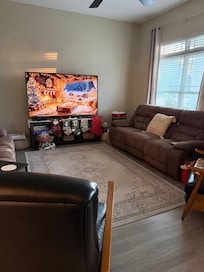 We added holiday music with video of a fireplace and snow falling for atmosphere.