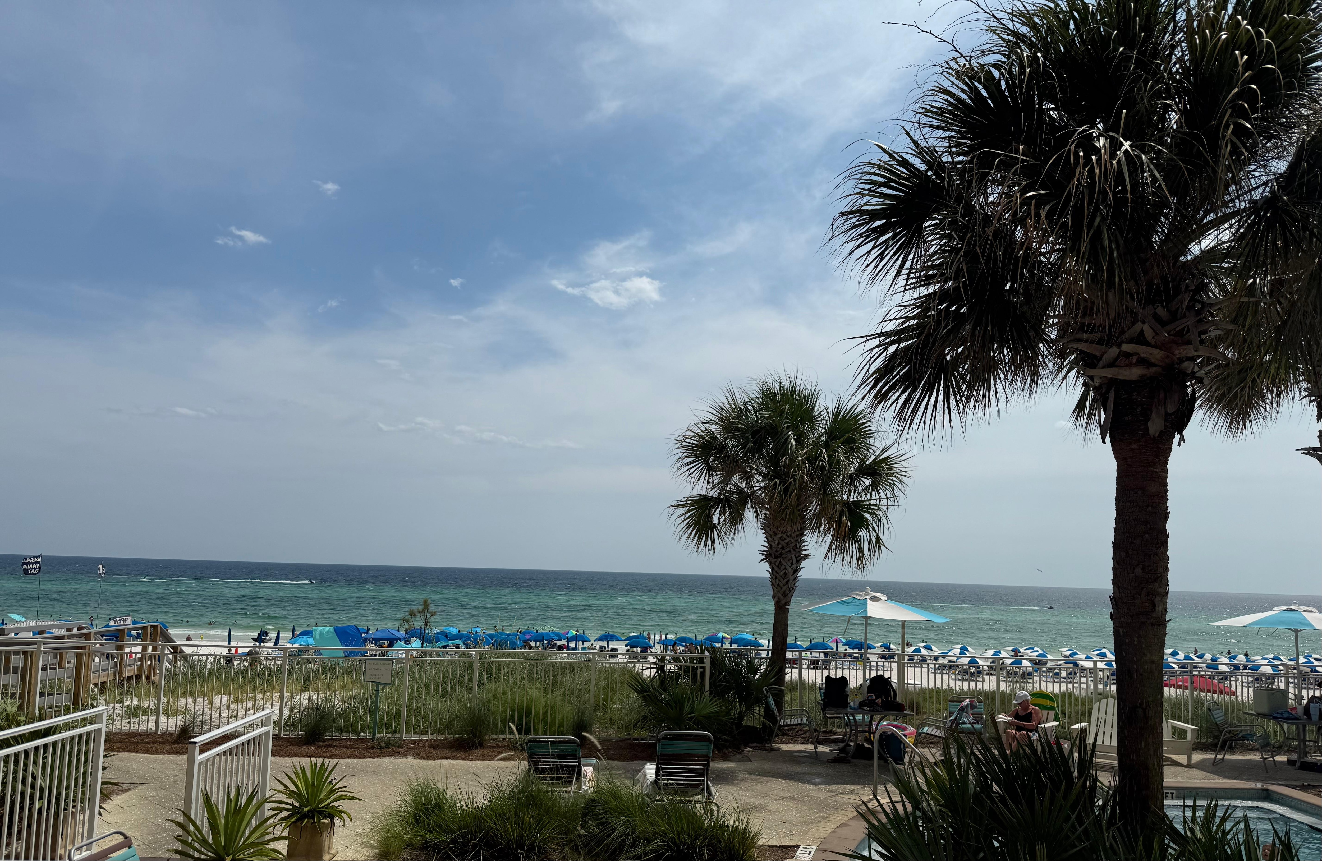 View from pool looking at beach