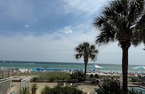 View from pool looking at beach