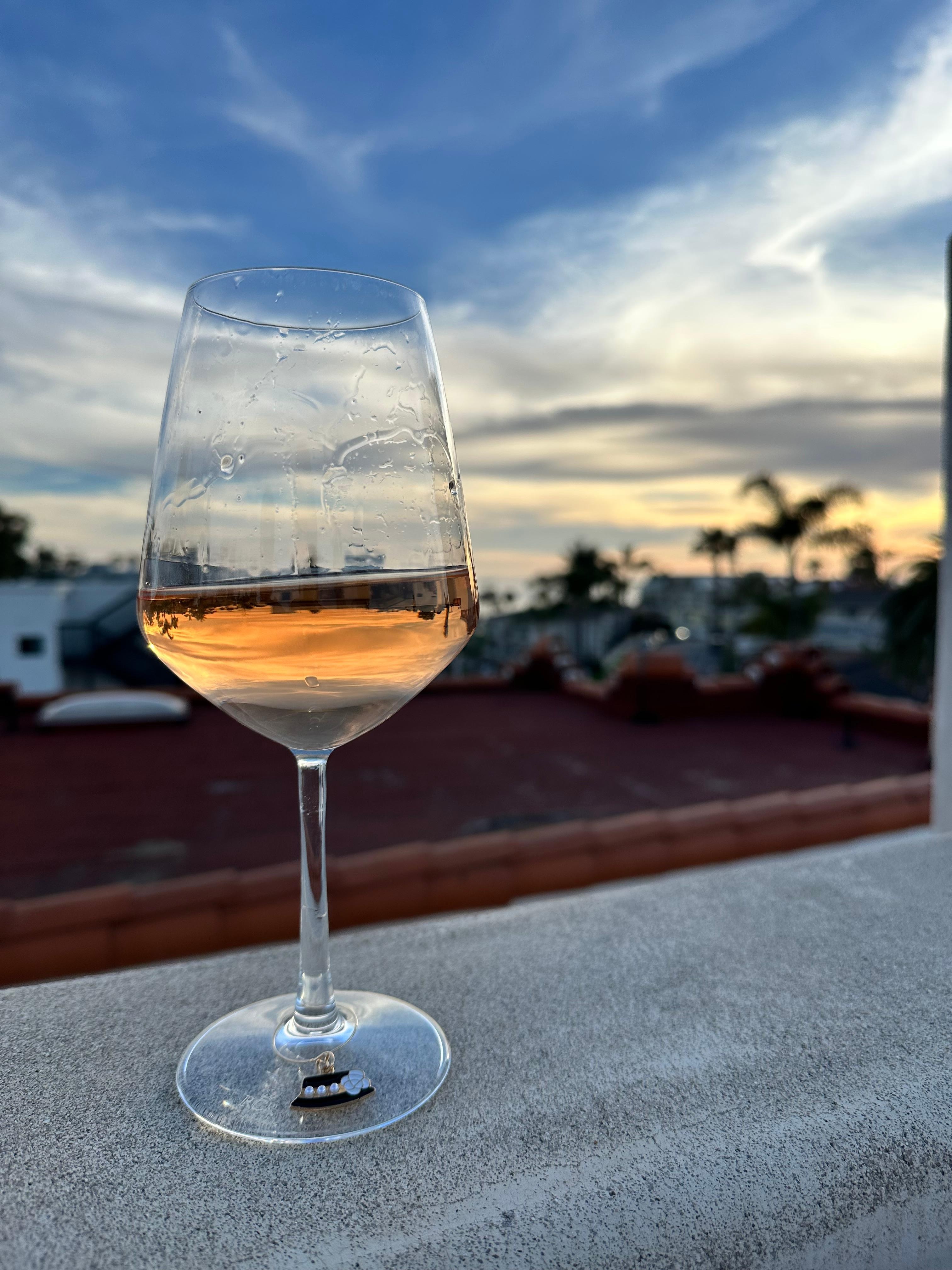 Sunset toast on the rooftop deck