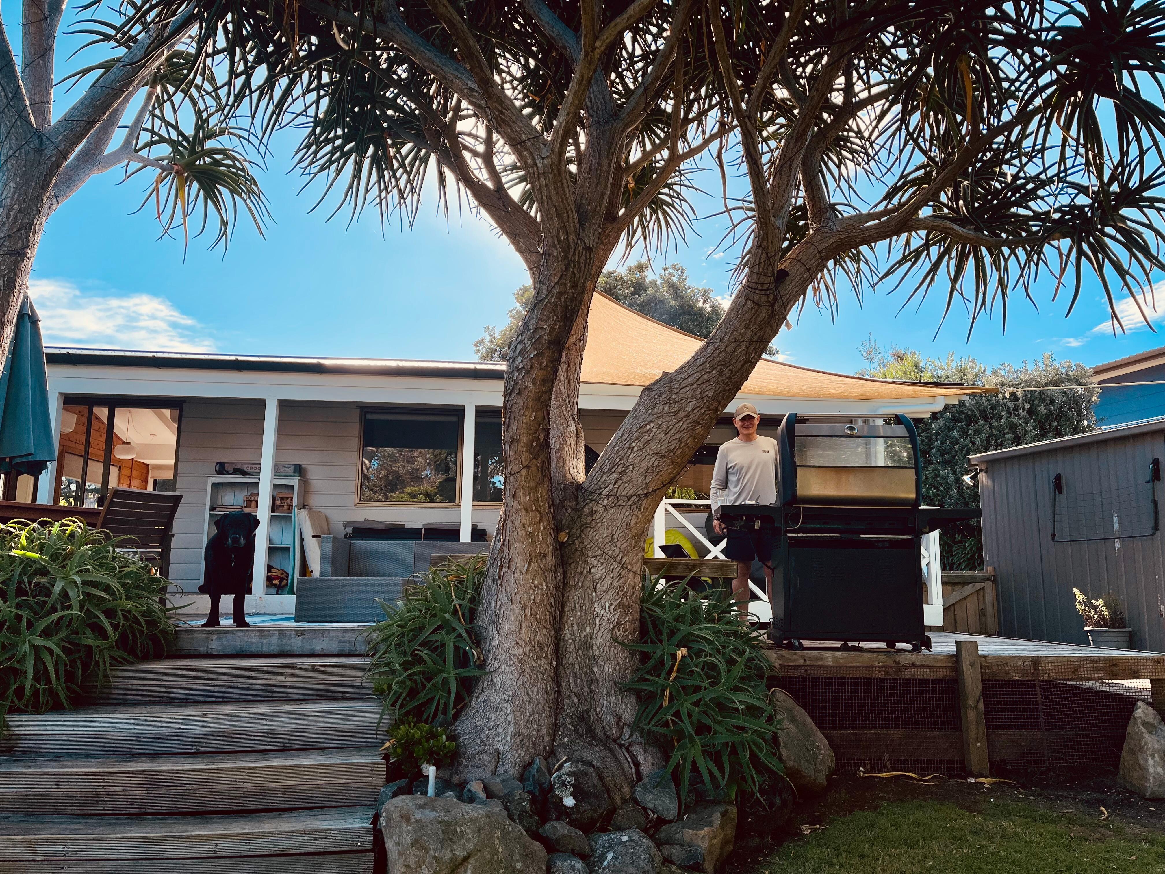 Great bbq. Happy dog.