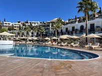 View or Sianji resort from pool.