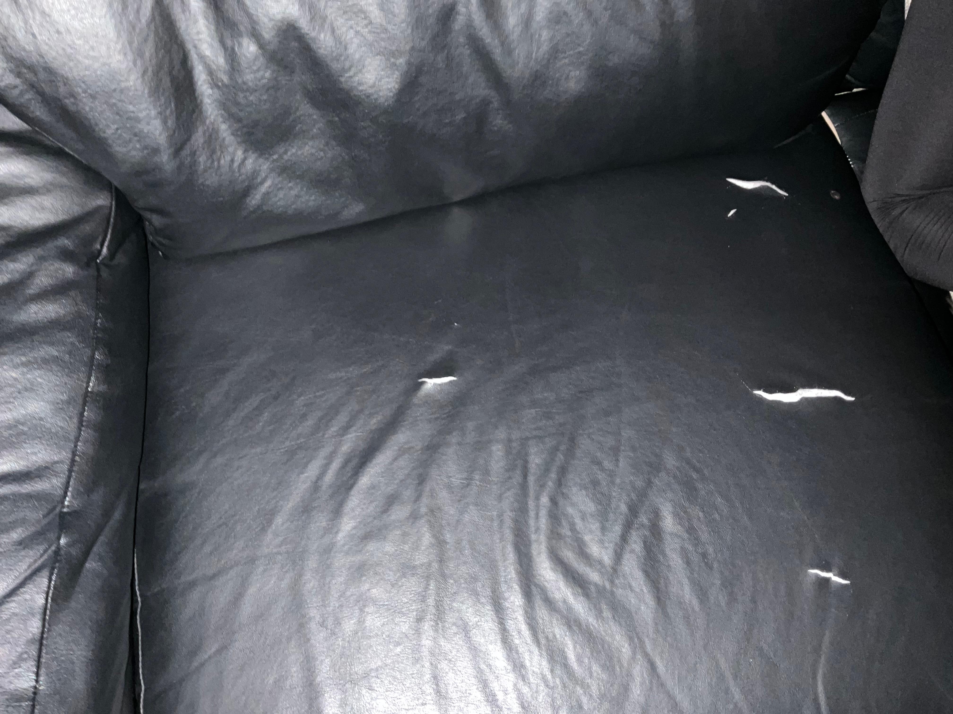 Couch with ripped cushions. 
