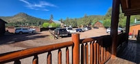 Parking lot (busy) in front of the cabin