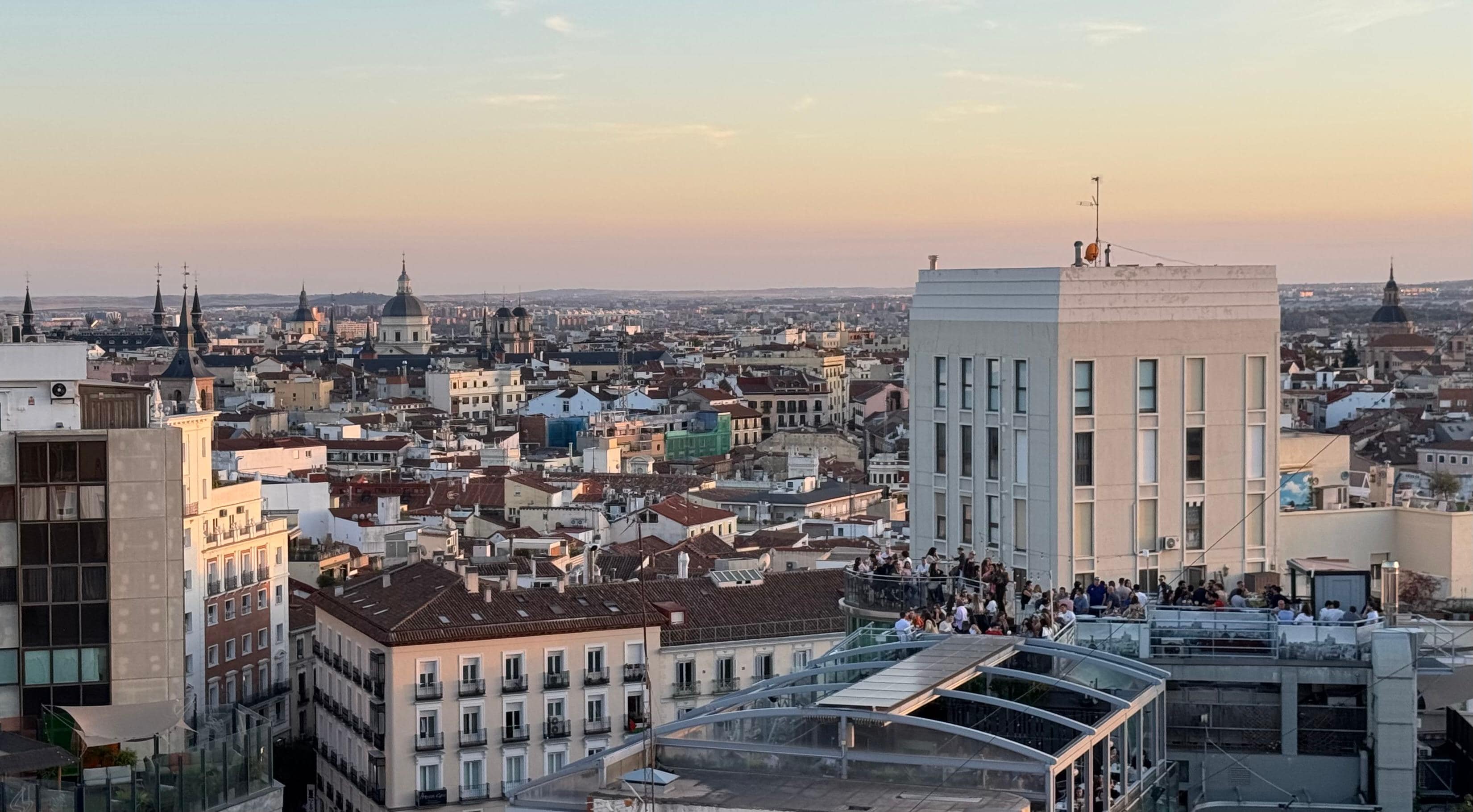 Sunset over the city from the 10th floor terrace/bar.
