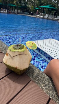 Poolside coconut water!
