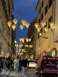 Christmas lights t turning on for the first night.