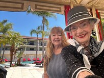 Enjoying some patio time before heading across street to catch flight!