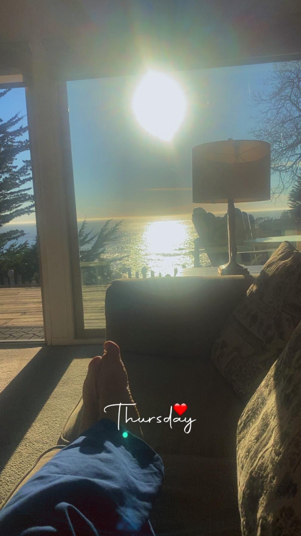 Enjoying the beautiful sunset from the couch 😍