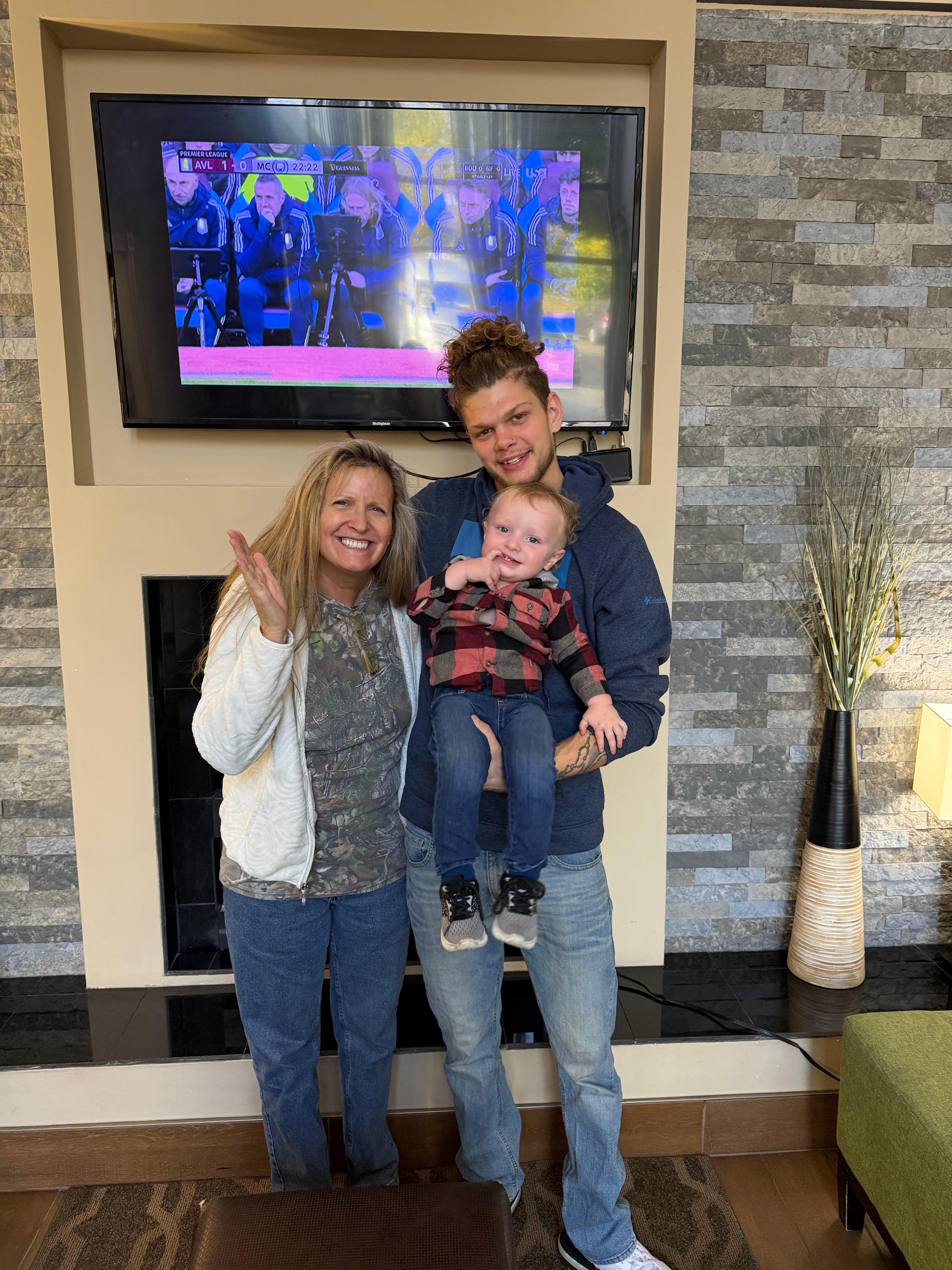 Family photo in lobby