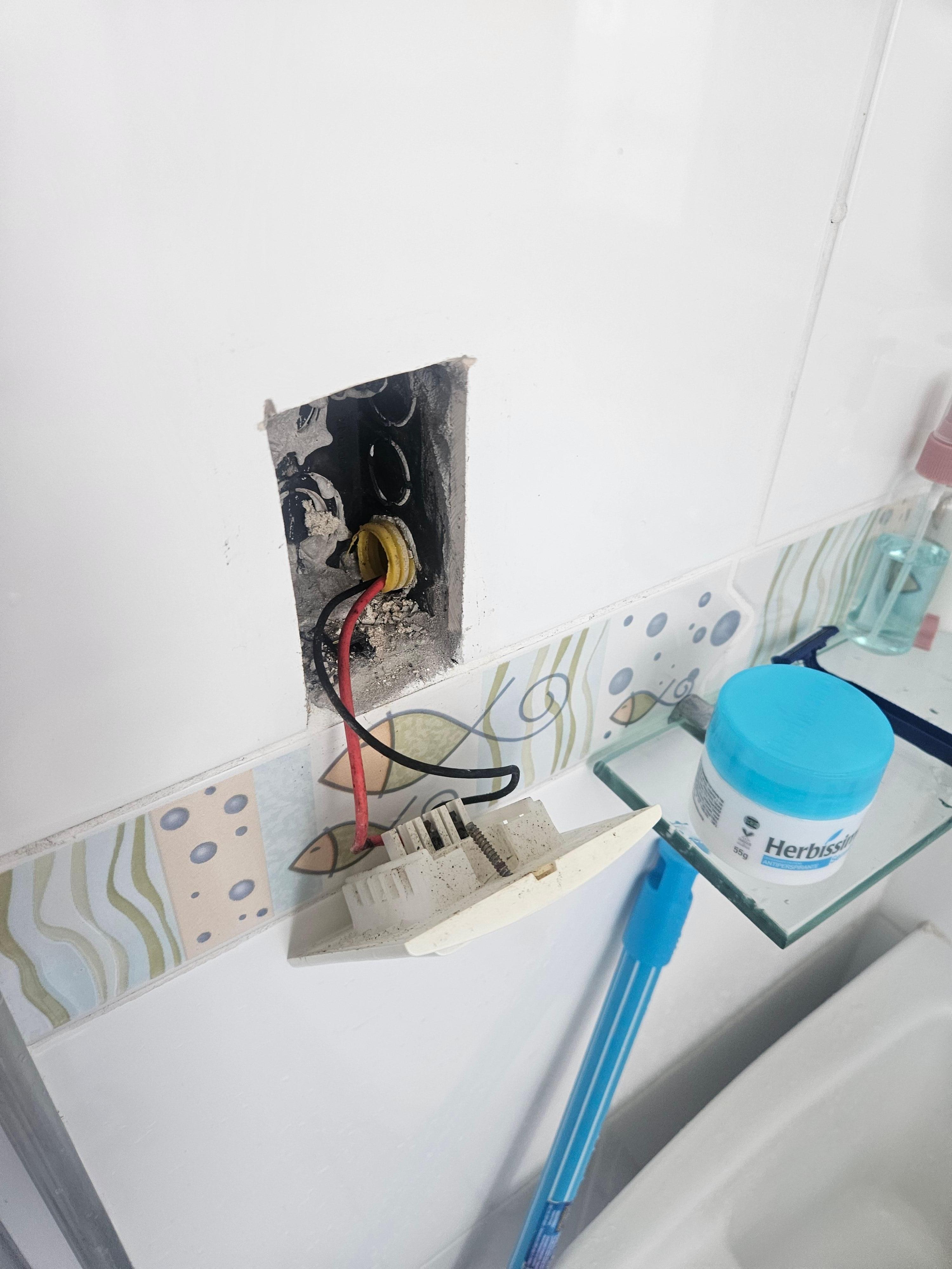 Exposed cords by sink