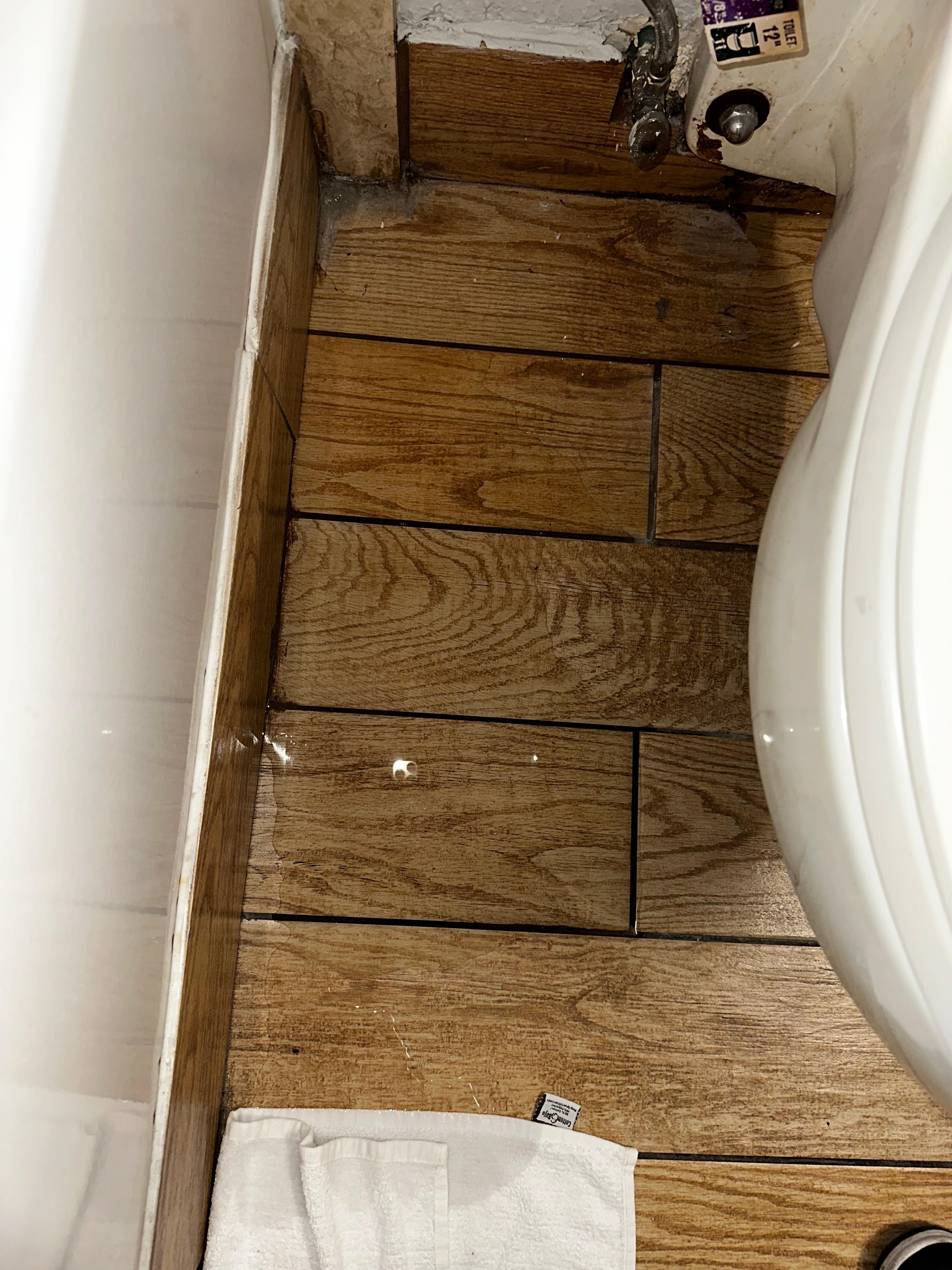Pooling water from toilet base in Room #2