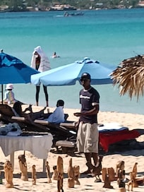 Craft vendor on hotel beach