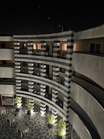 The rooms look out on an inside courtyard, shielding them from much of the street noise.